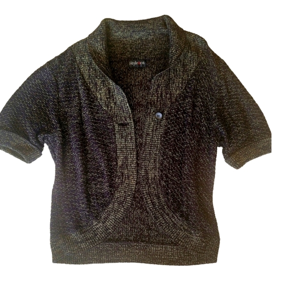 Black Shawl Neck Cardigan with Gold Thread XL New Condition - Picture 1 of 4